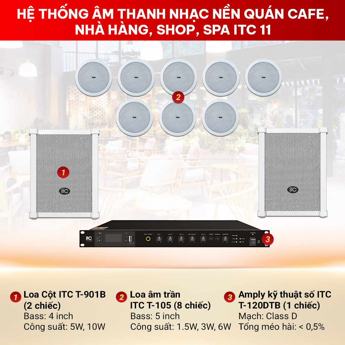 Hệ Thống Âm Thanh Nhạc Nền Quán Cafe, Nhà Hàng, Shop, Spa ITC 11