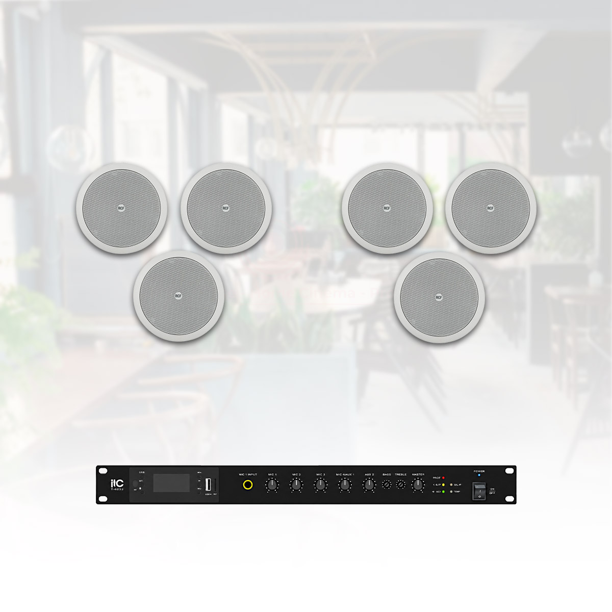 Hệ thống âm thanh nhạc nền quán cafe, nhà hàng, shop, spa RCF 02