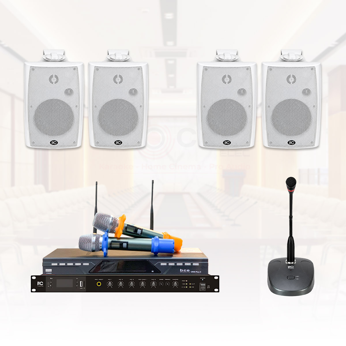 Cấu hình hệ thống âm thanh phòng họp, hội thảo không dây 50-80m