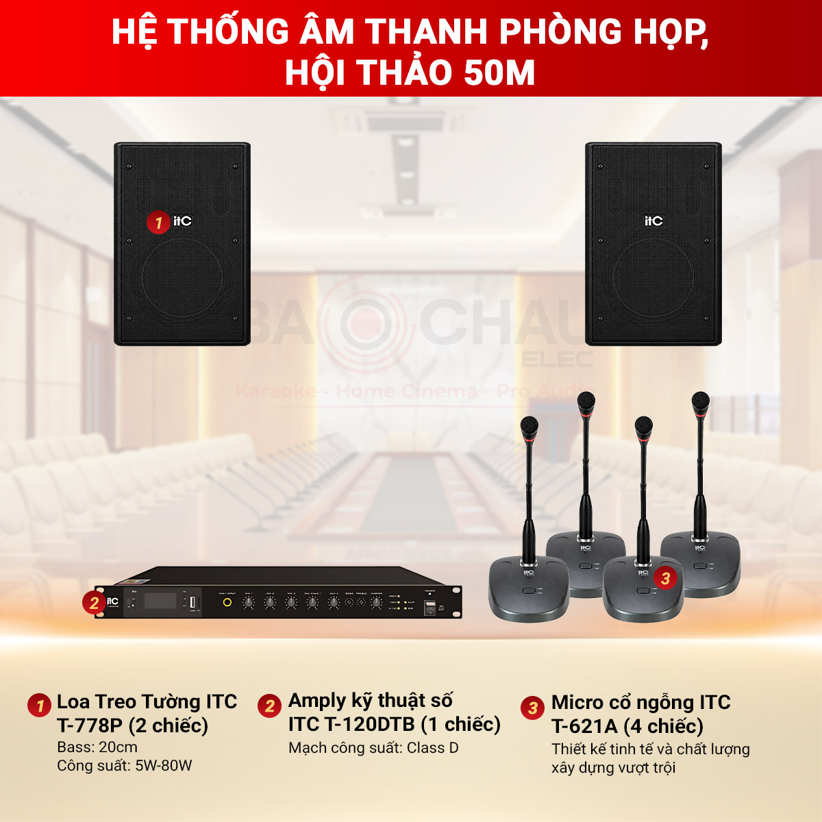 Hệ thống âm thanh phòng họp, hội thảo 50m2