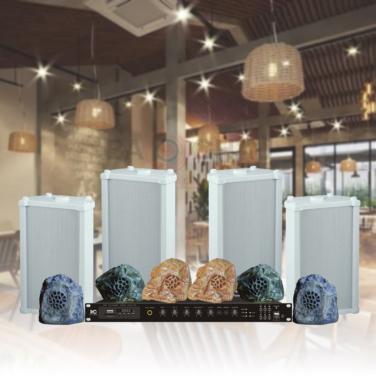 Hệ thống âm thanh quán Cafe nhà vườn 100-200m2