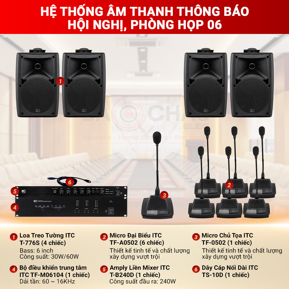 Hệ thống âm thanh thông báo hội nghị, phòng họp 06