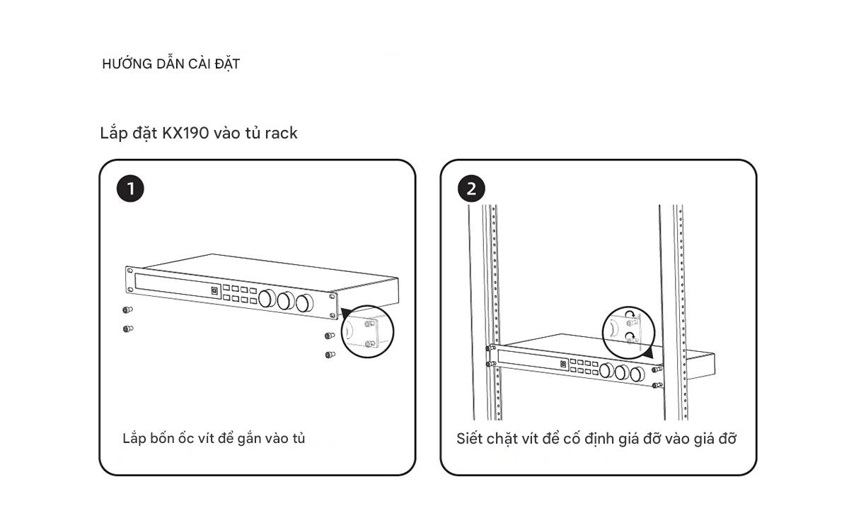 Hướng dẫn lắp đặt vang số JBL KX190 v&agrave;o tủ rack