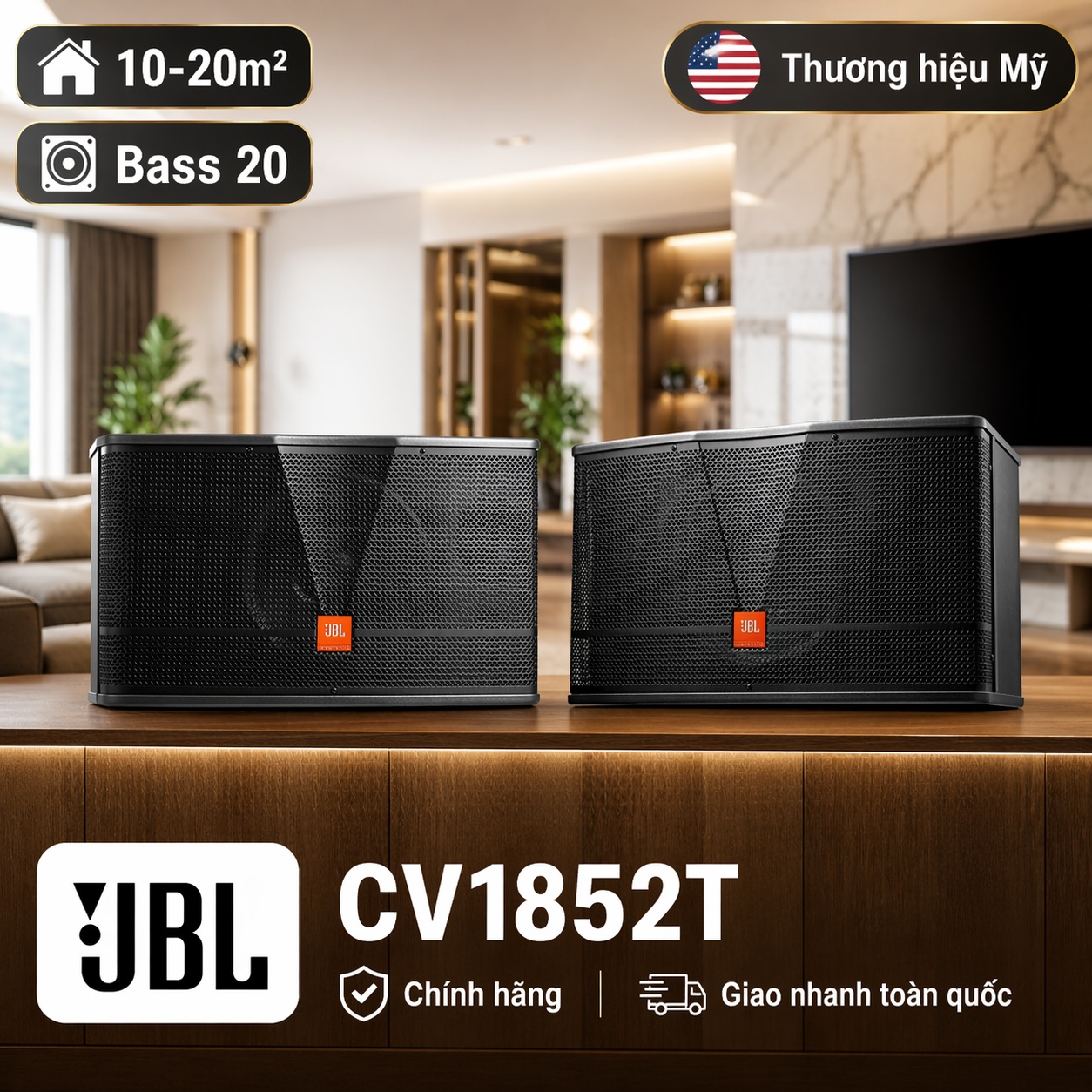 Loa karaoke JBL CV1852T (bass 20cm, Ba Sao)