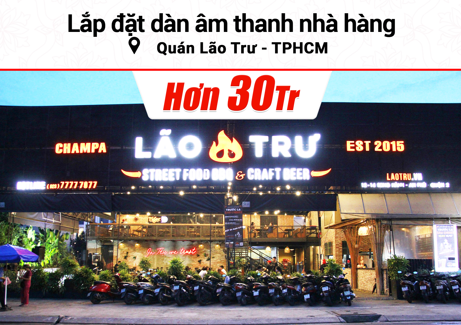 Lắp đặt dàn âm thanh Alto hơn 30tr cho quán Lão Trư BBQ TPHCM