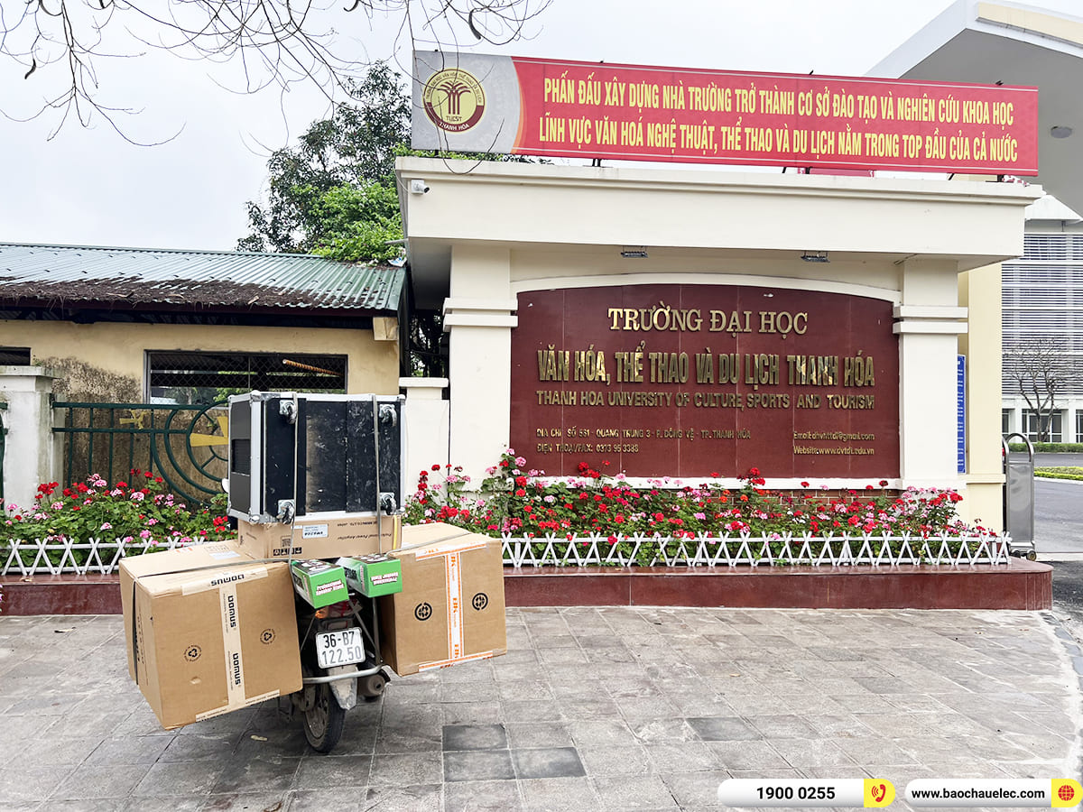 Tiếp tục mang đến cấu h&igrave;nh &acirc;m thanh hội trường chuy&ecirc;n nghiệp cho Trường ĐH Văn h&oacute;a, Thể Thao v&agrave; Du lịch Thanh H&oacute;a , Bảo Ch&acirc;u Elec h&acirc;n hạnh giới thiệu bộ d&agrave;n ch&iacute;nh h&atilde;ng, kết hợp từ thương hiệu Domus, BIK, Bksound, Toprhyme uy t&iacute;n, hiệu suất bền bỉ.