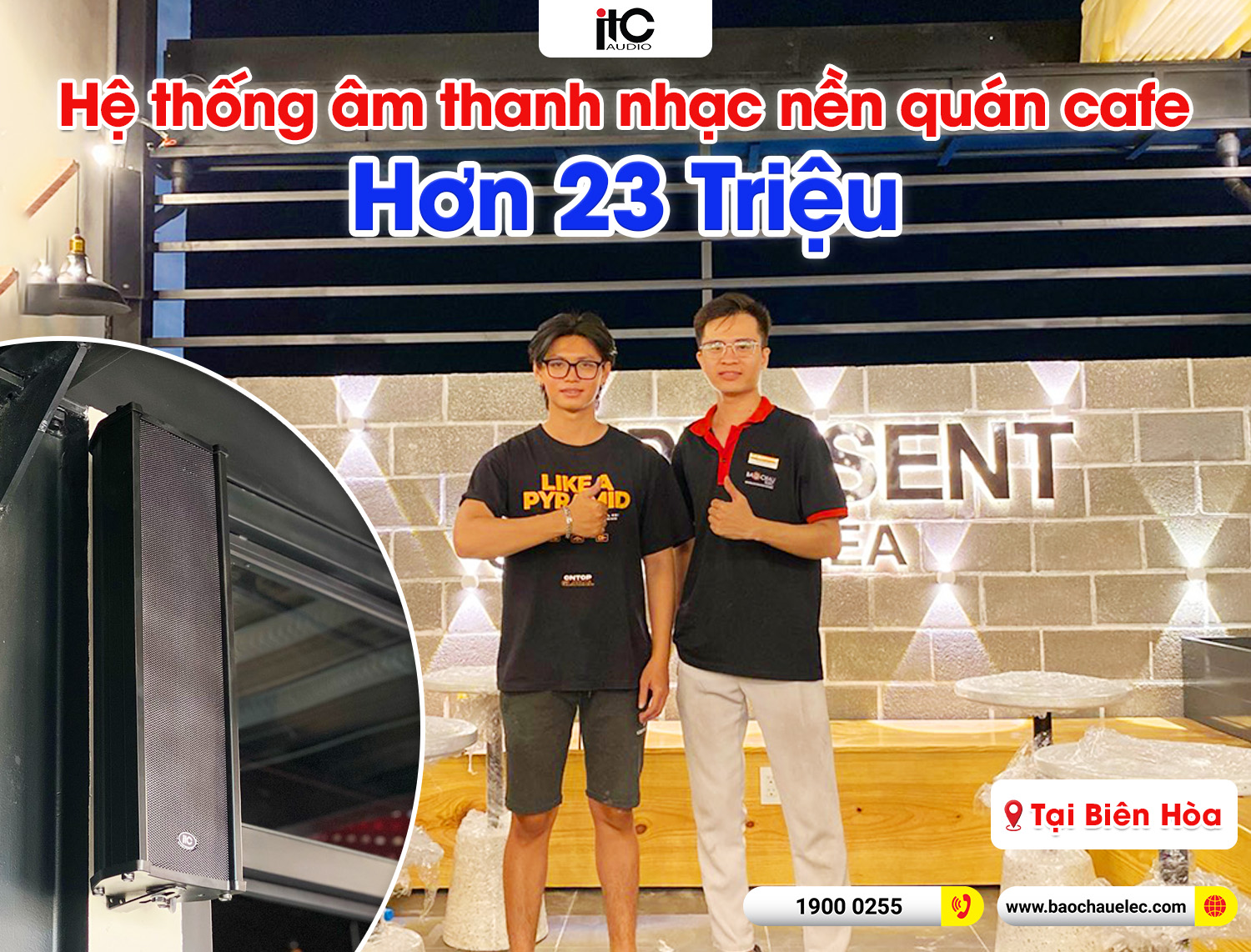 Lắp đặt dàn âm thanh nhạc nền quán the present coffee tại Đồng Nai
