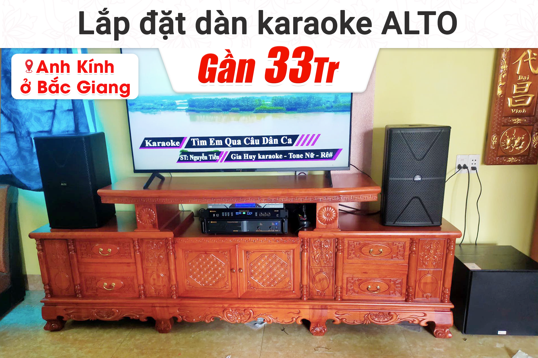 Lắp đặt dàn karaoke Alto gần 33tr cho anh Kính tại Bắc Giang (Alto AT1000II, BIK VM420A, BIK BPR-5800, Bksound SW212, BCE U900 Plus X)