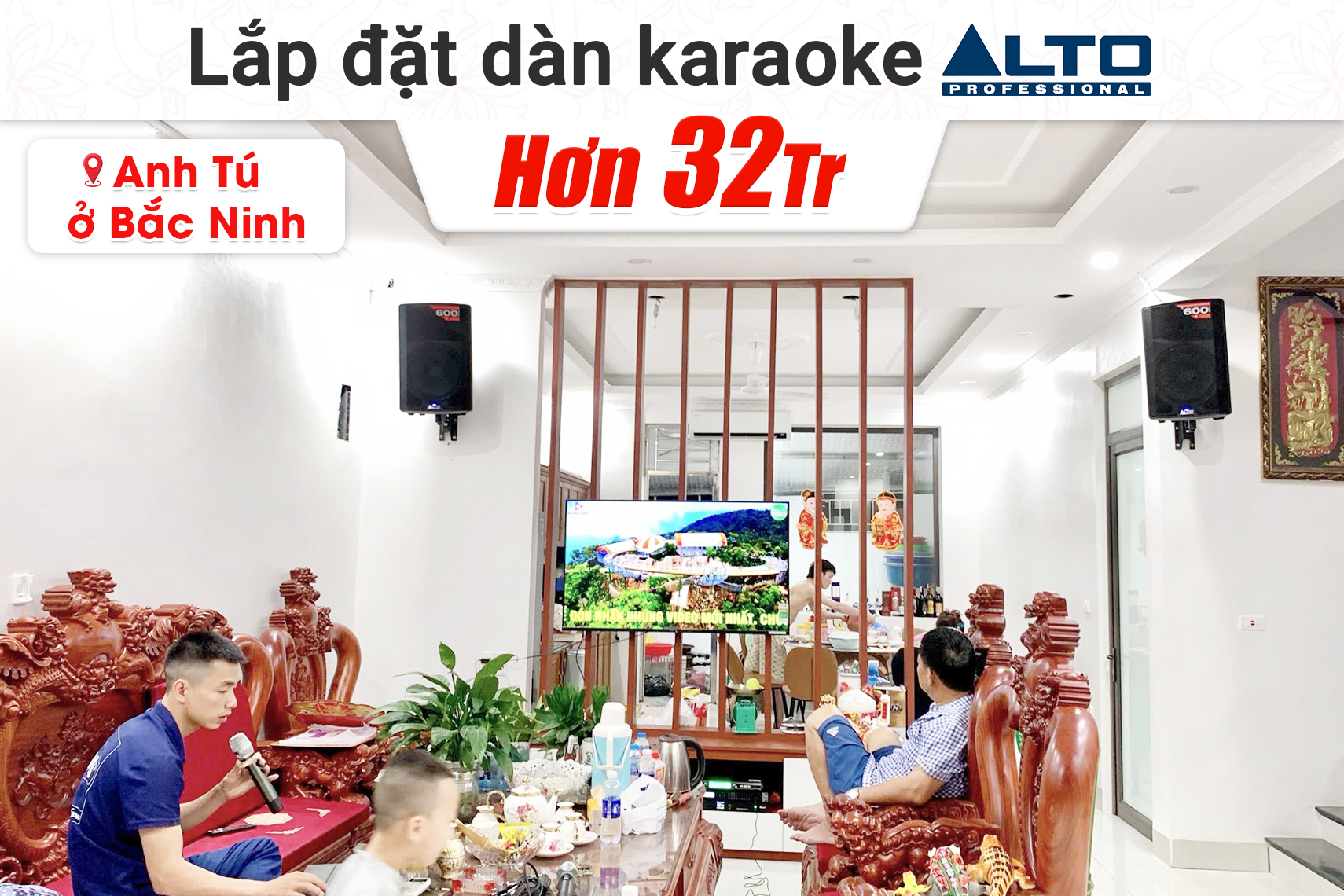 Lắp đặt dàn karaoke Alto hơn 32tr cho anh Tú tại Bắc Ninh (Alto TX412B, Bksound KP600, Bksound SW512, Baiervires BS-790s, Bksound M8)
