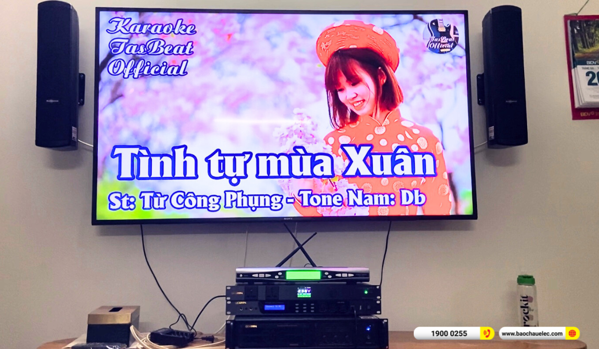 Lắp đặt dàn karaoke gắn tường Audiocenter cho anh Trung tại TP HCM
