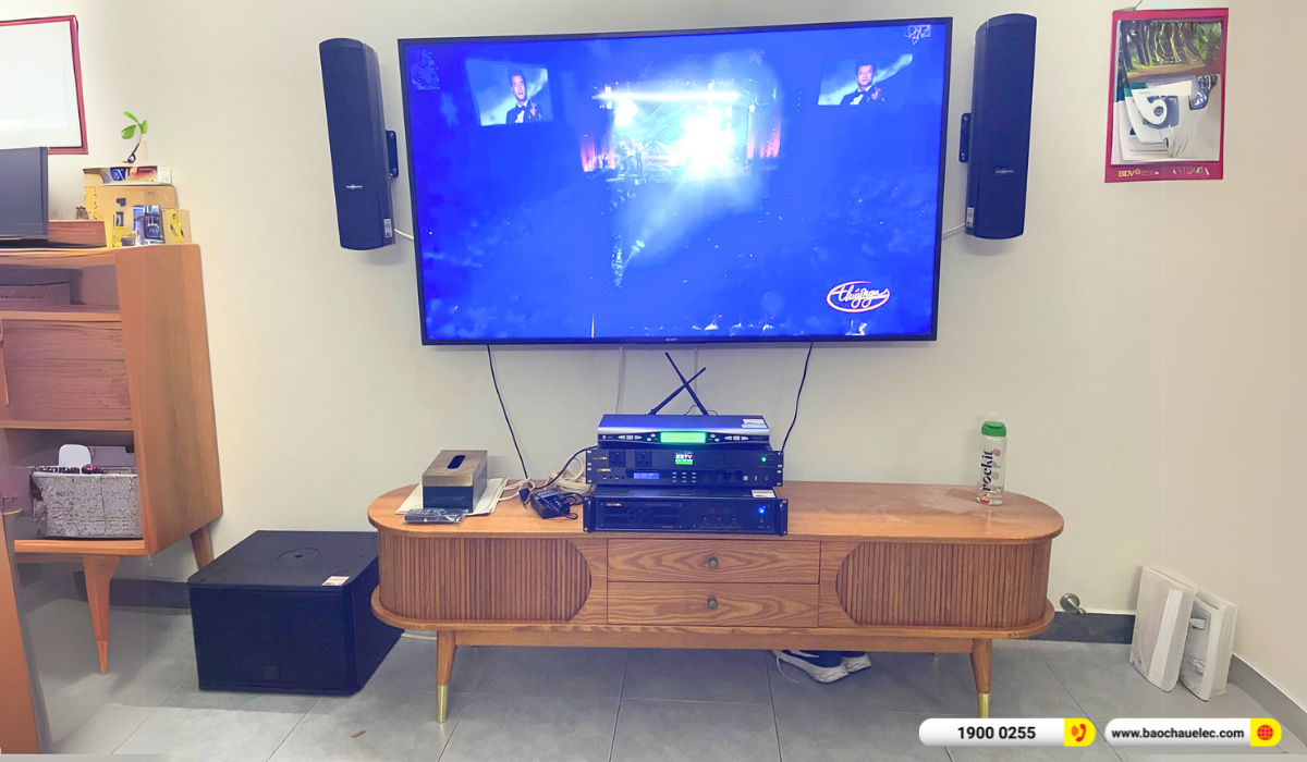 Lắp đặt dàn karaoke gắn tường Audiocenter cho anh Trung tại TP HCM