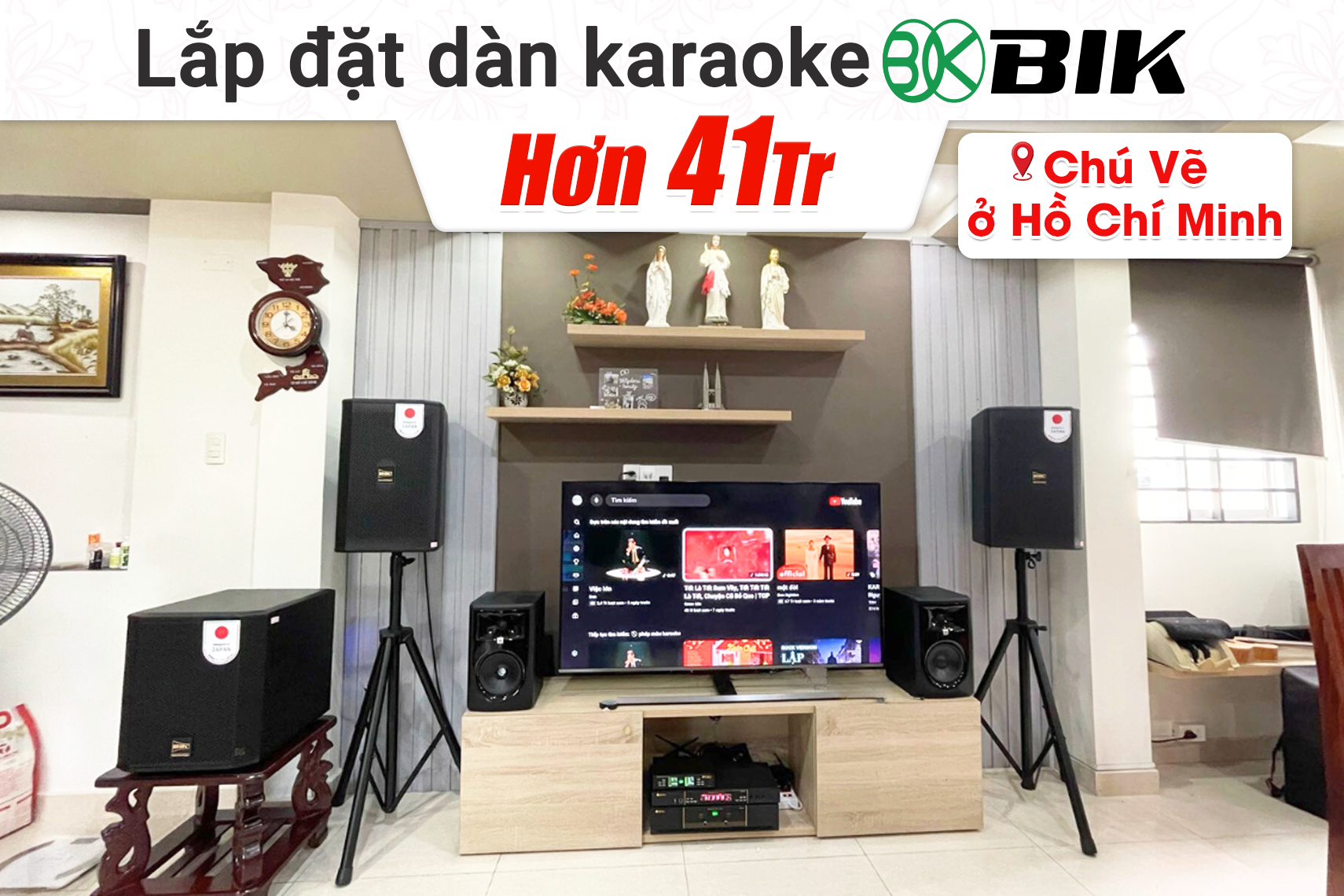 Lắp đặt dàn karaoke BIK hơn 41tr cho chú Vẽ tại TP HCM (BIK CS-620, BIK VK-A52, BIK VK-R51, BIK BBK-W25A, BIK BJ-U100II...)
