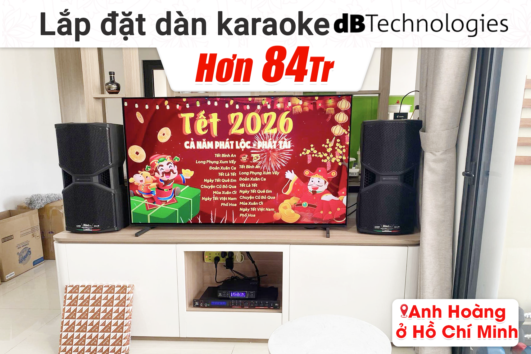 Lắp đặt dàn karaoke dBTechnologies hơn 84tr cho anh Hoàng tại TP HCM (dBTechnologies Opera Reevo 210, JBL VX9, JBL VM300)