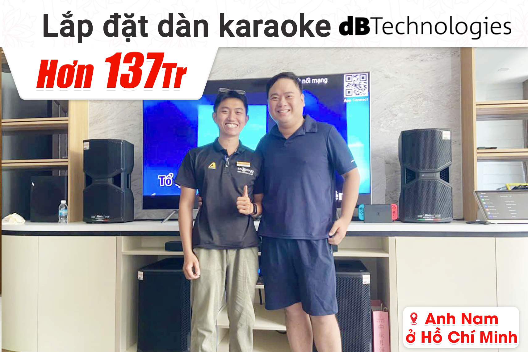 Lắp đặt dàn karaoke dBTechnologies hơn 137tr cho anh Nam tại TP HCM (dBTechnologies Opera 210, JBL VX9, dBTechnologies Sub612, Baiervires BS9800...)