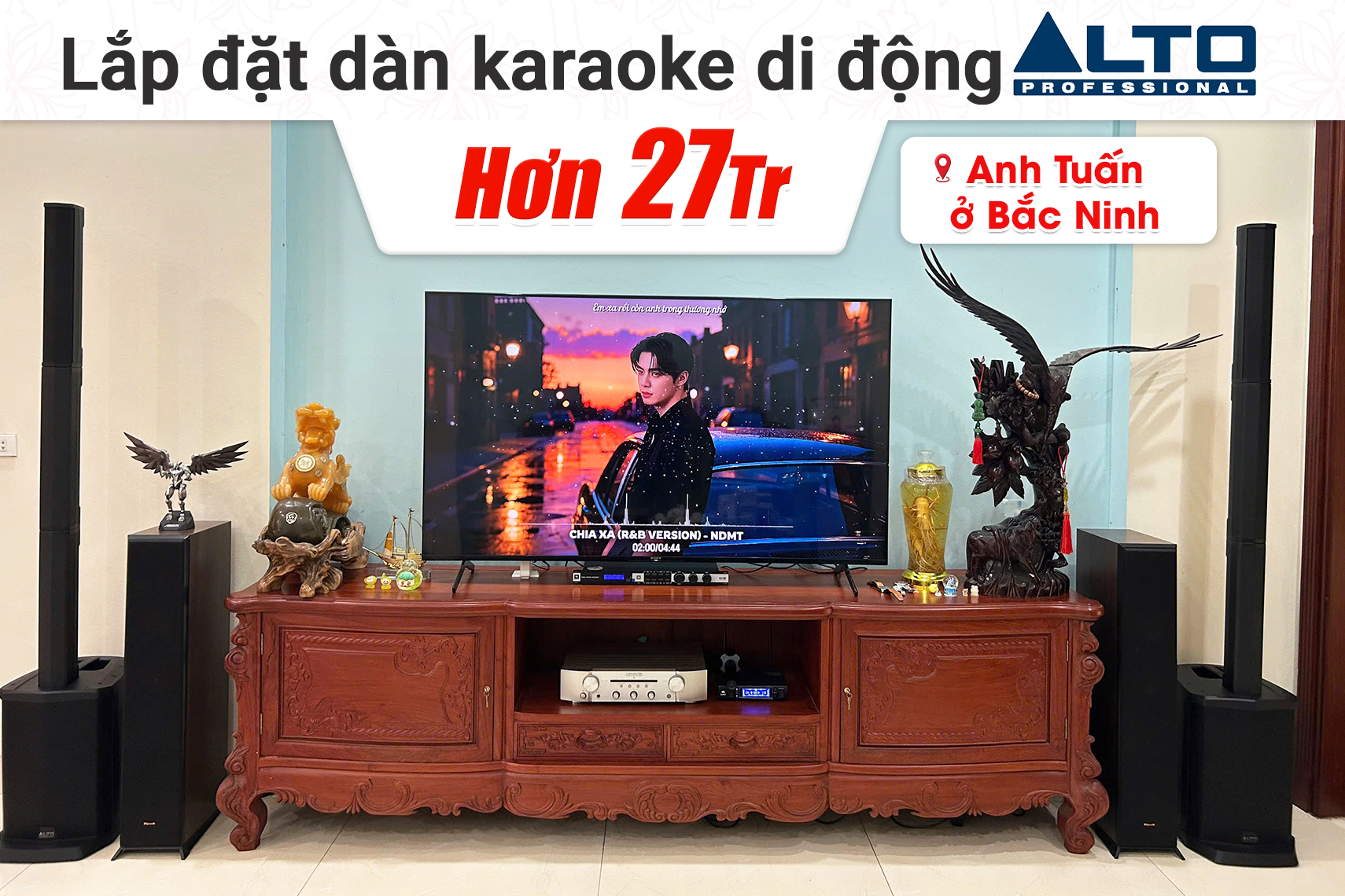 Lắp đặt dàn karaoke di động Alto hơn 27tr cho anh Tuấn tại Bắc Ninh (Alto TS108C, JBL VM300)