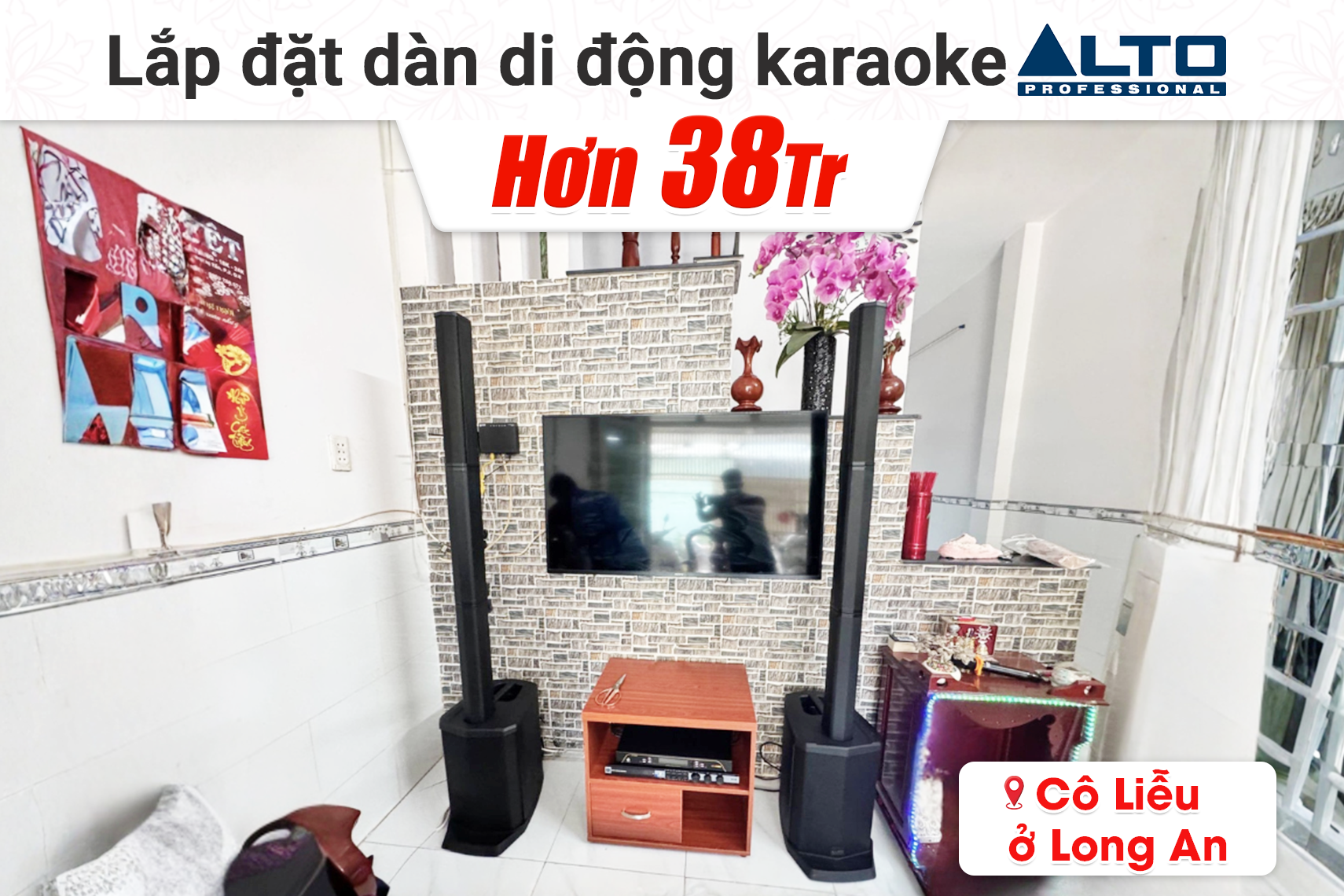 Lắp đặt dàn karaoke di động Alto hơn 38tr cho cô Liễu tại Long An (Alto TS108C, JBL KX180A, BIK BJ-U200)