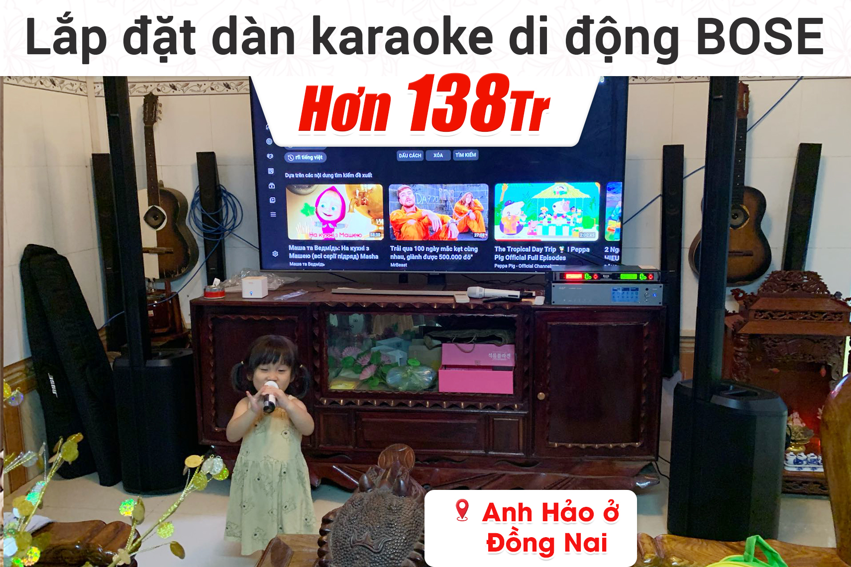 Lắp đặt dàn karaoke di động Bose hơn 138tr cho anh Hảo ở Đồng Nai (Bose L1 Pro16, K9900 II Luxury, BCE Vip 6000)