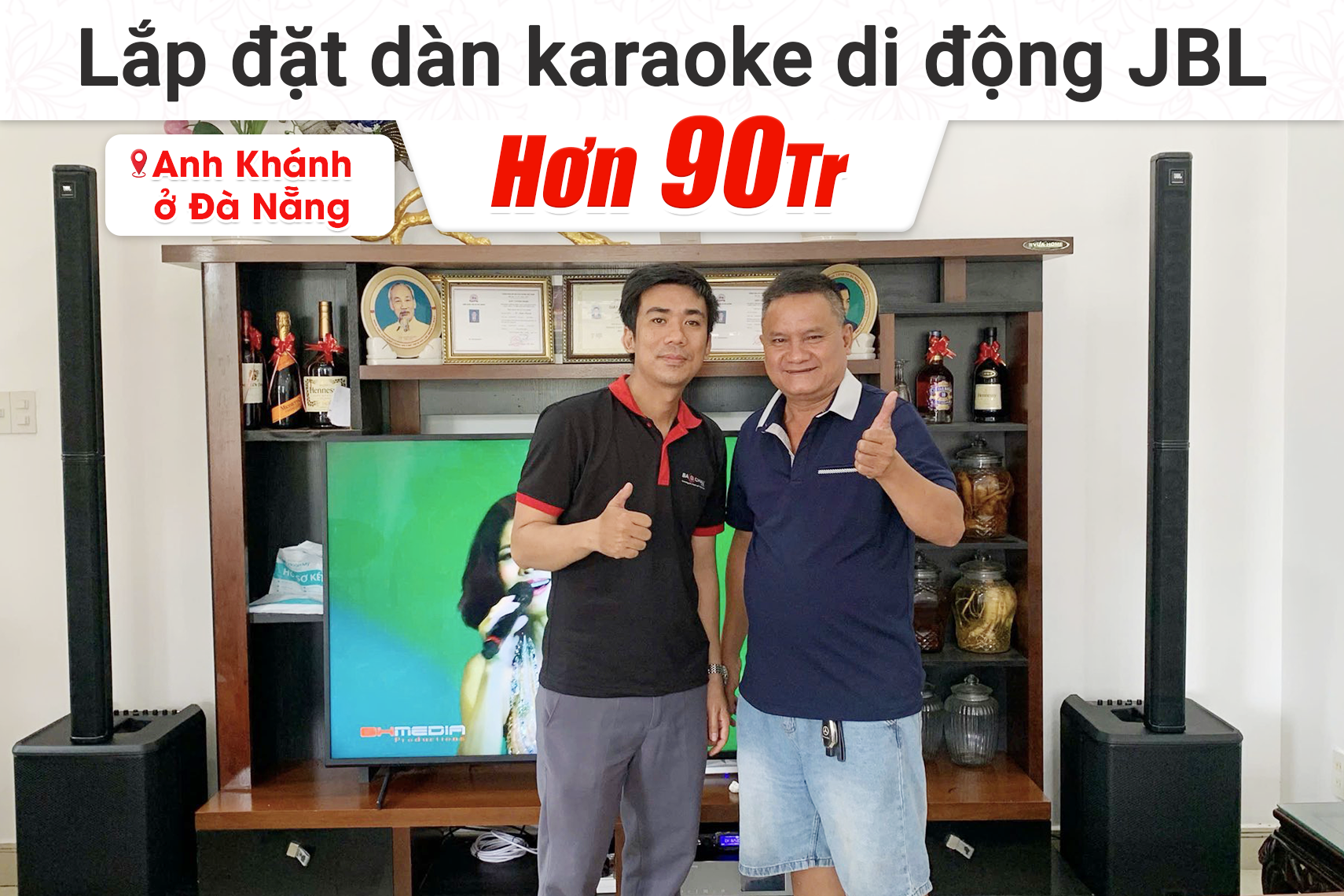 Lắp đặt dàn karaoke di động JBL hơn 90tr cho anh Khánh tại Đà Nẵng (JBL PRX One, AAP K9900 II Luxury, JBL VM300, Tomko T215G)