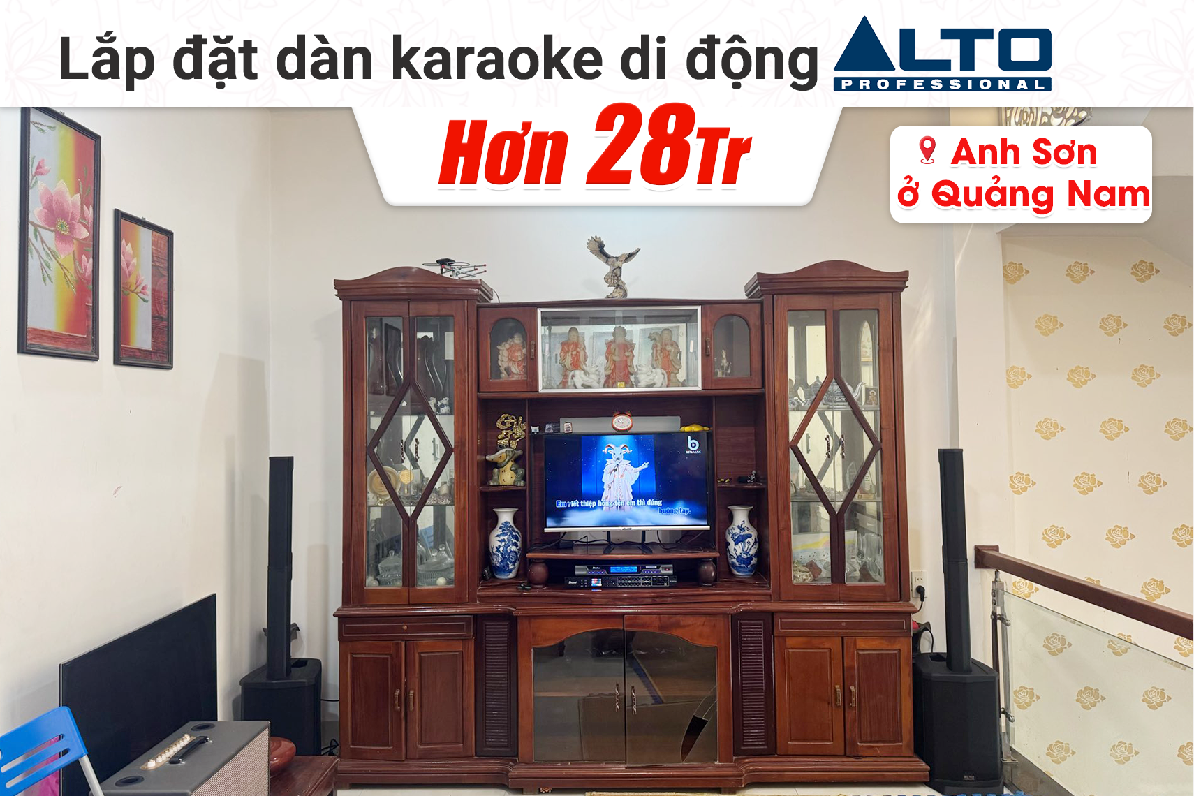 Lắp đặt dàn karaoke di động Alto hơn 28tr cho anh Sơn tại Quảng Nam (Alto TS108C, Bksound DSP 9000 Plus, Bksound M200)