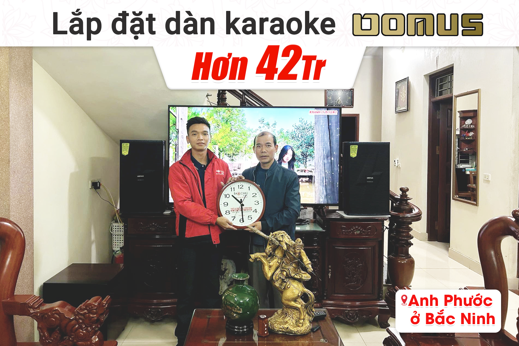 Lắp đặt dàn karaoke Domus hơn 42tr cho anh Phước tại Bắc Ninh (Domus DP-6212 Max, Audiocenter CT2400, Bksound KP500, Bksound SW815...)