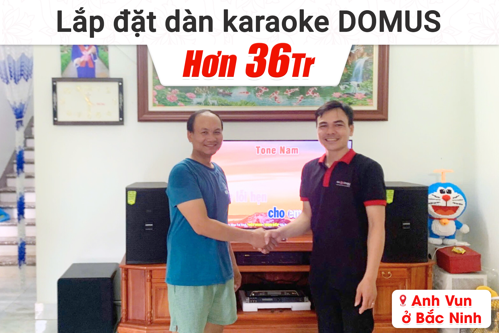 Lắp đặt dàn karaoke Domus hơn 36tr cho anh Vun tại Bắc Ninh (Domus DP6120 MAX, BIK VM620A, Bksound KP600, Bksound SW612 MKII, BIK BJ-U200)