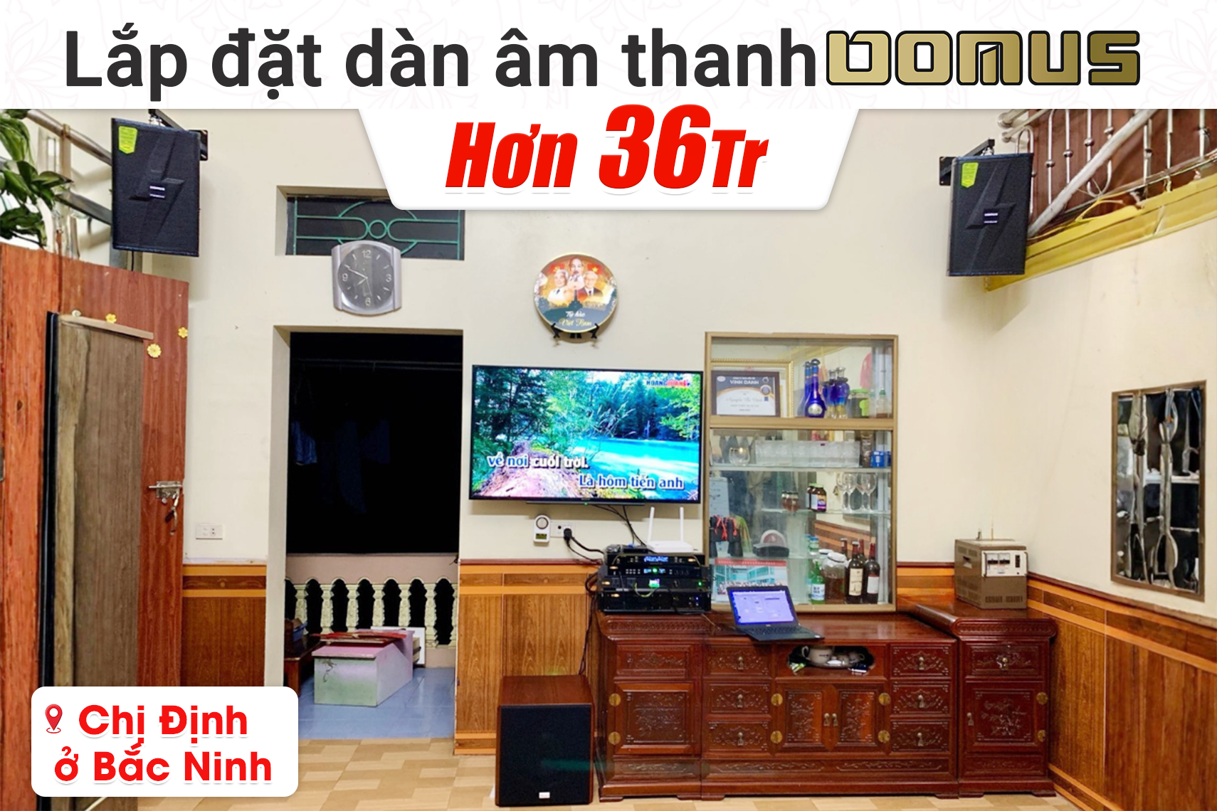 Lắp đặt dàn karaoke Domus hơn 36tr cho chị Định tại Bắc Ninh (Domus DP-6210 MAX, BIK VM620A, BIK BPR-5800, Bksound SW512, BIK BJ-U200, BIK BSQ-8)