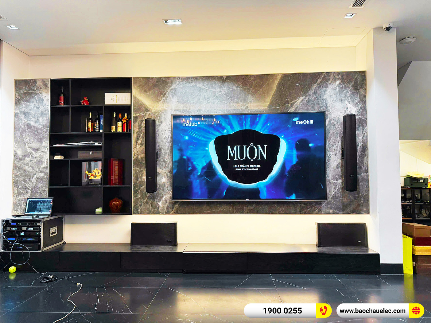 lắp đặt dàn karaoke gắn tường audiocenter T83 cho khách hàng tại hà nội