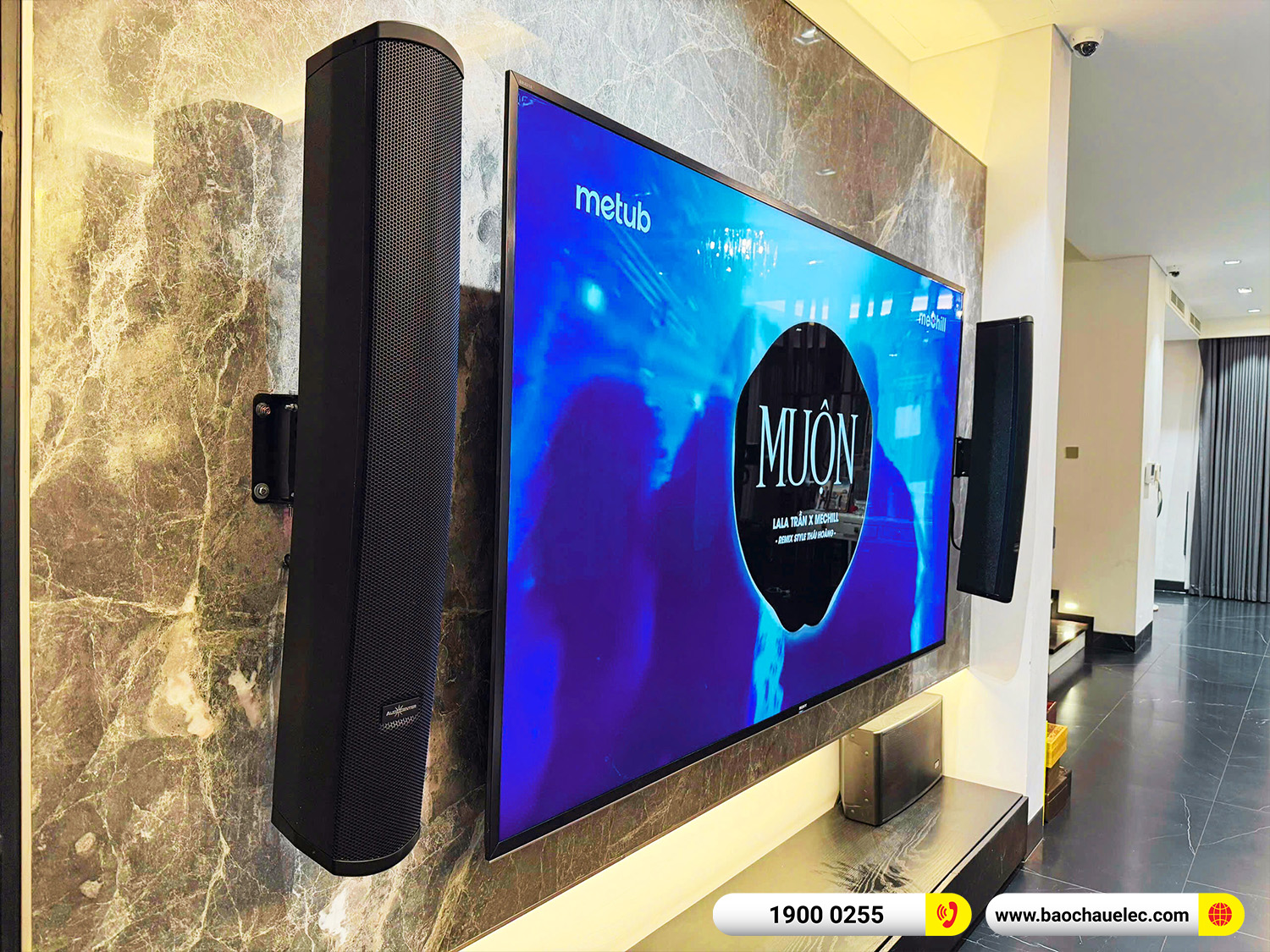lắp đặt dàn karaoke gắn tường audiocenter T83 cho khách hàng tại hà nội