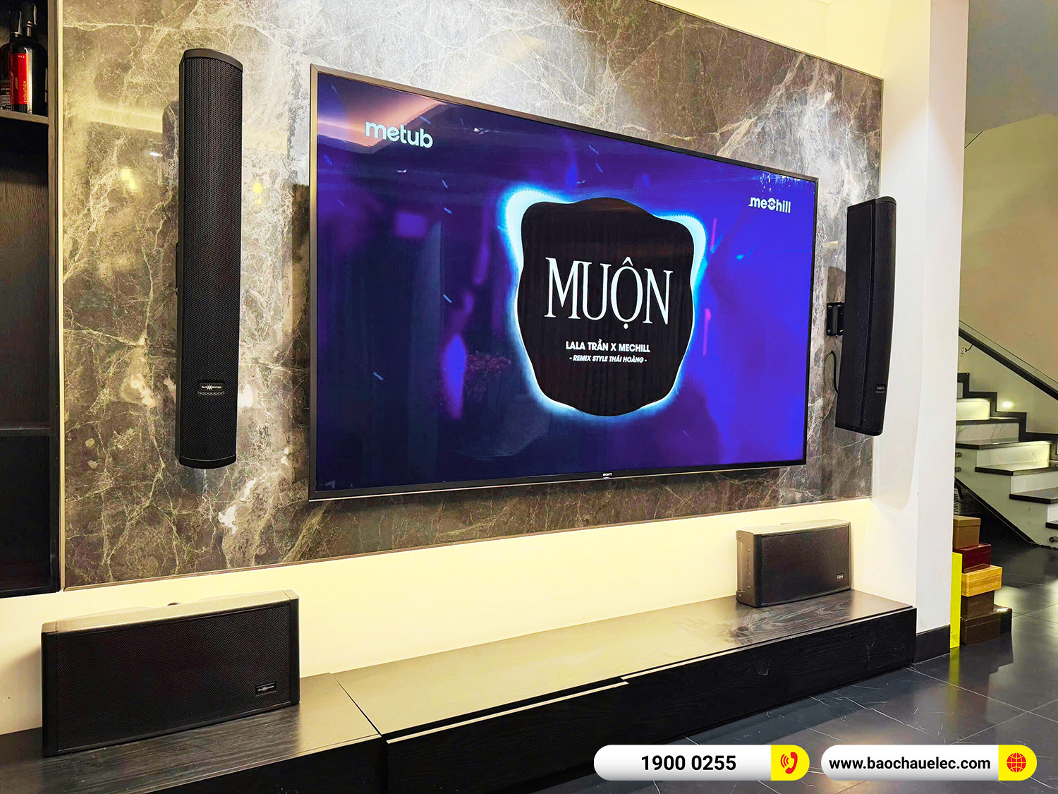 lắp đặt dàn karaoke gắn tường audiocenter T83 cho khách hàng tại hà nội