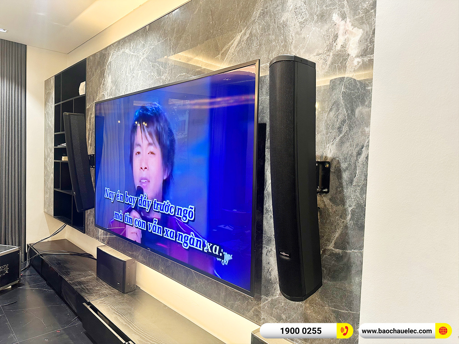 lắp đặt dàn karaoke gắn tường audiocenter T83 cho khách hàng tại hà nội