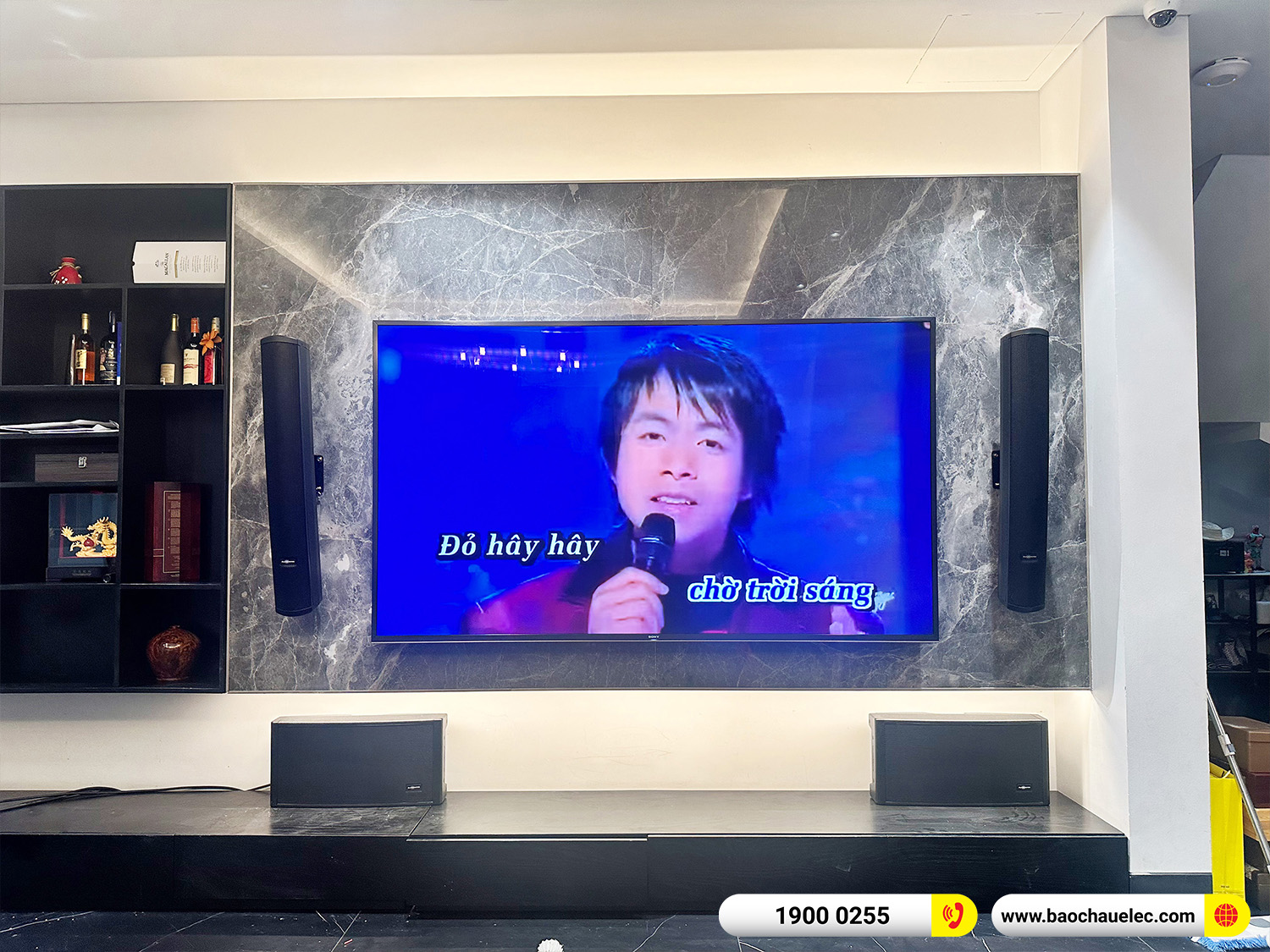 lắp đặt dàn karaoke gắn tường audiocenter T83 cho khách hàng tại hà nội