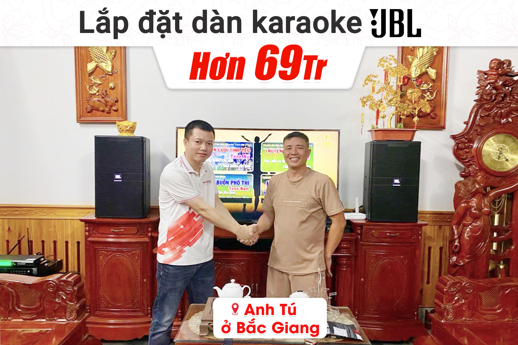 Lắp đặt dàn karaoke JBL hơn 69tr cho anh Tú tại Bắc Giang (JBL KP4012 G2, BIK VM830A, Bksound KP500, BIK BJ-W66Plus, BS-790S)