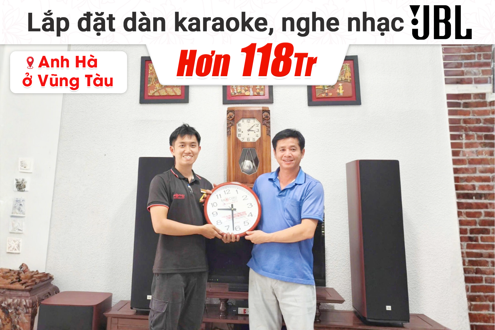 Lắp đặt dàn karaoke, nghe nhạc JBL hơn 118tr cho anh Hà tại Vũng Tàu (JBL Studio 698, JBL SA550, JBL VX9, JBL Studio 660P, JBL VM300)