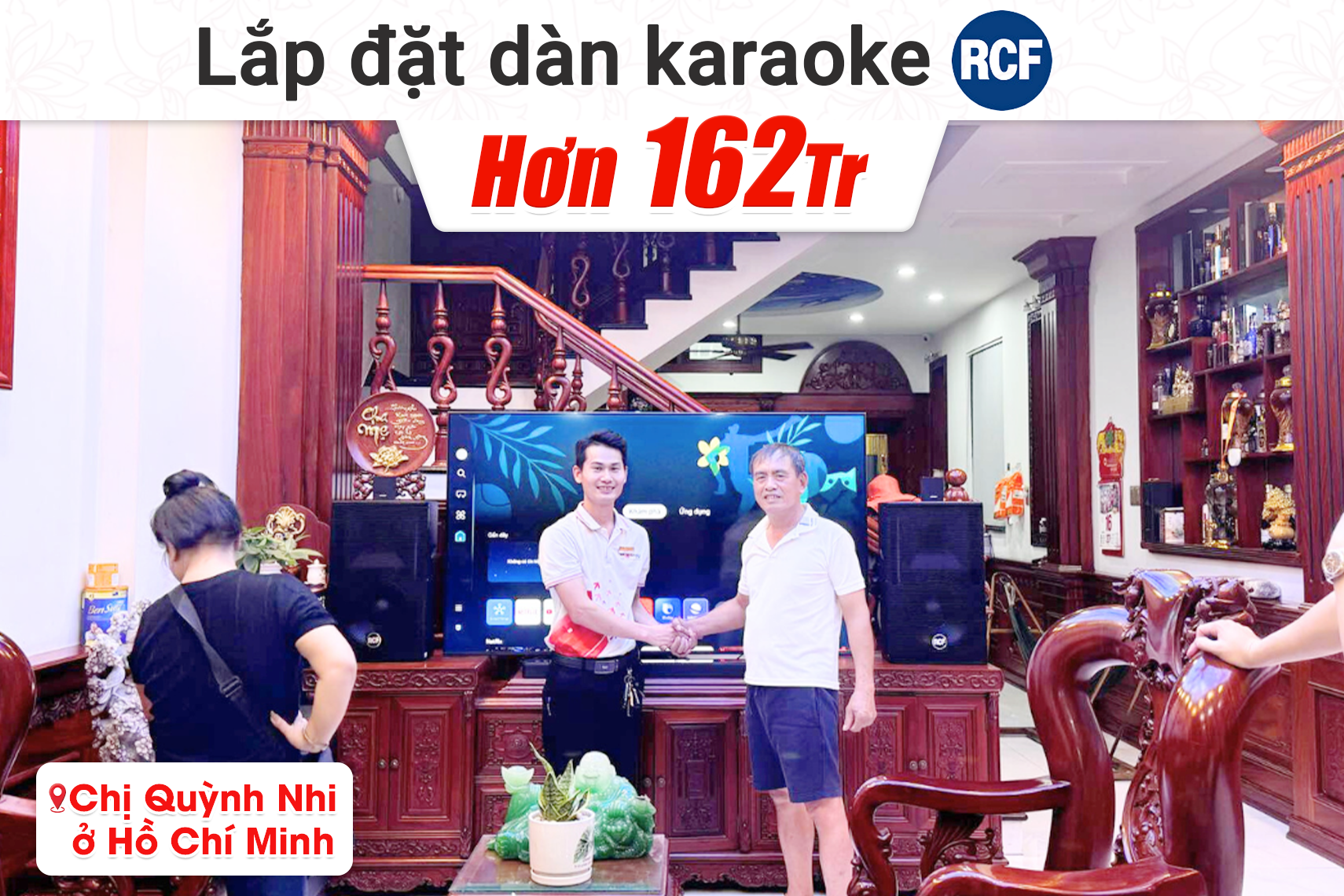 Lắp đặt dàn karaoke RCF hơn 162tr cho chị Quỳnh Nhi tại TP HCM (RCF C5212W MK3, JBL V10, JBL VX9, RCF 705-AS MK3, BS9800, Bksound M8)