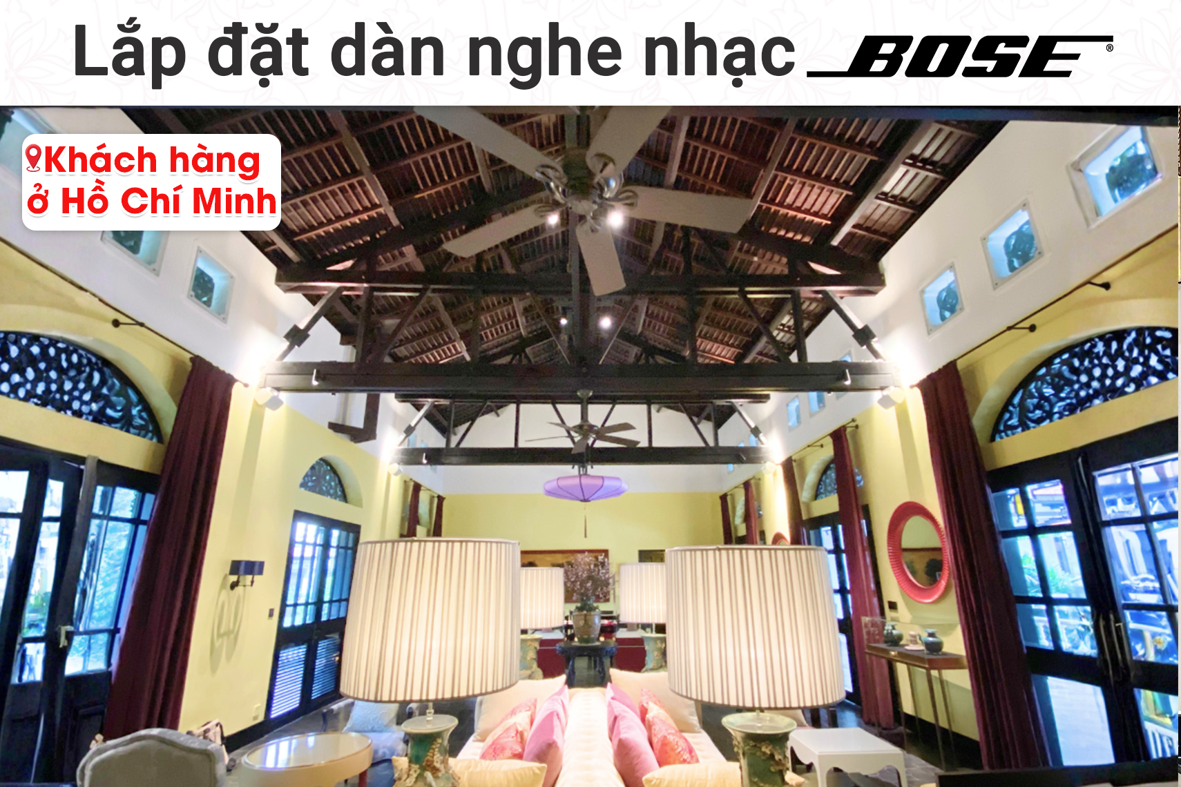 Lắp đặt dàn nghe nhạc Bose cho khách hàng tại TP HCM (Bose DM3SE, Yamaha WXC-50)