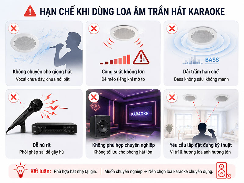 Loa &acirc;m trần c&oacute; h&aacute;t karaoke được kh&ocirc;ng?
