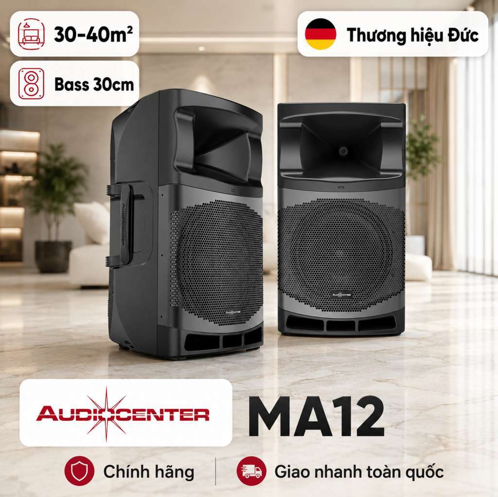 Loa Audiocenter MA12 (Active, Bass 30cm, 1600W, 131dB, Bluetooth, DSP)