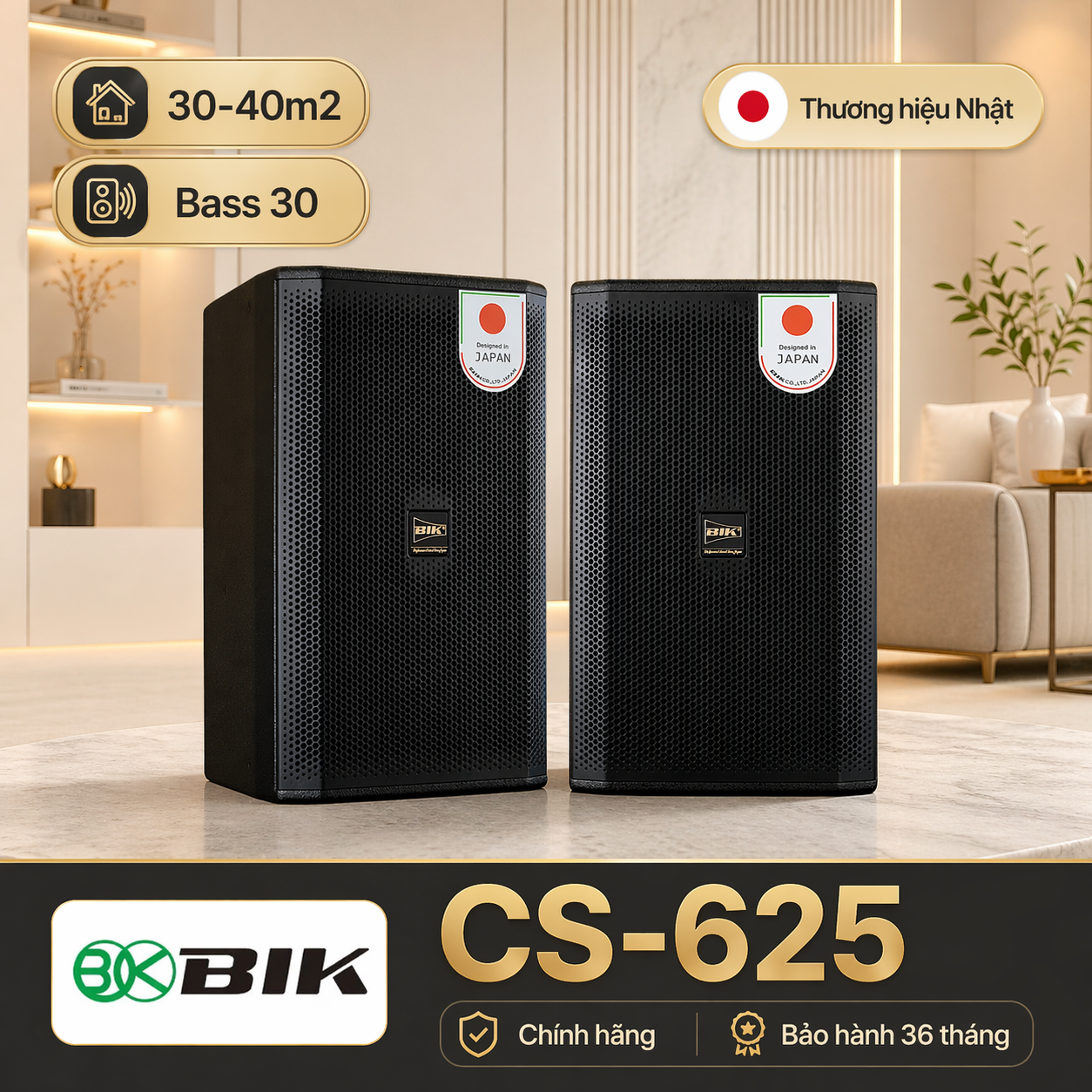 Loa karaoke Nhật BIK CS-625 (Full bass 30cm, 350W RMS)