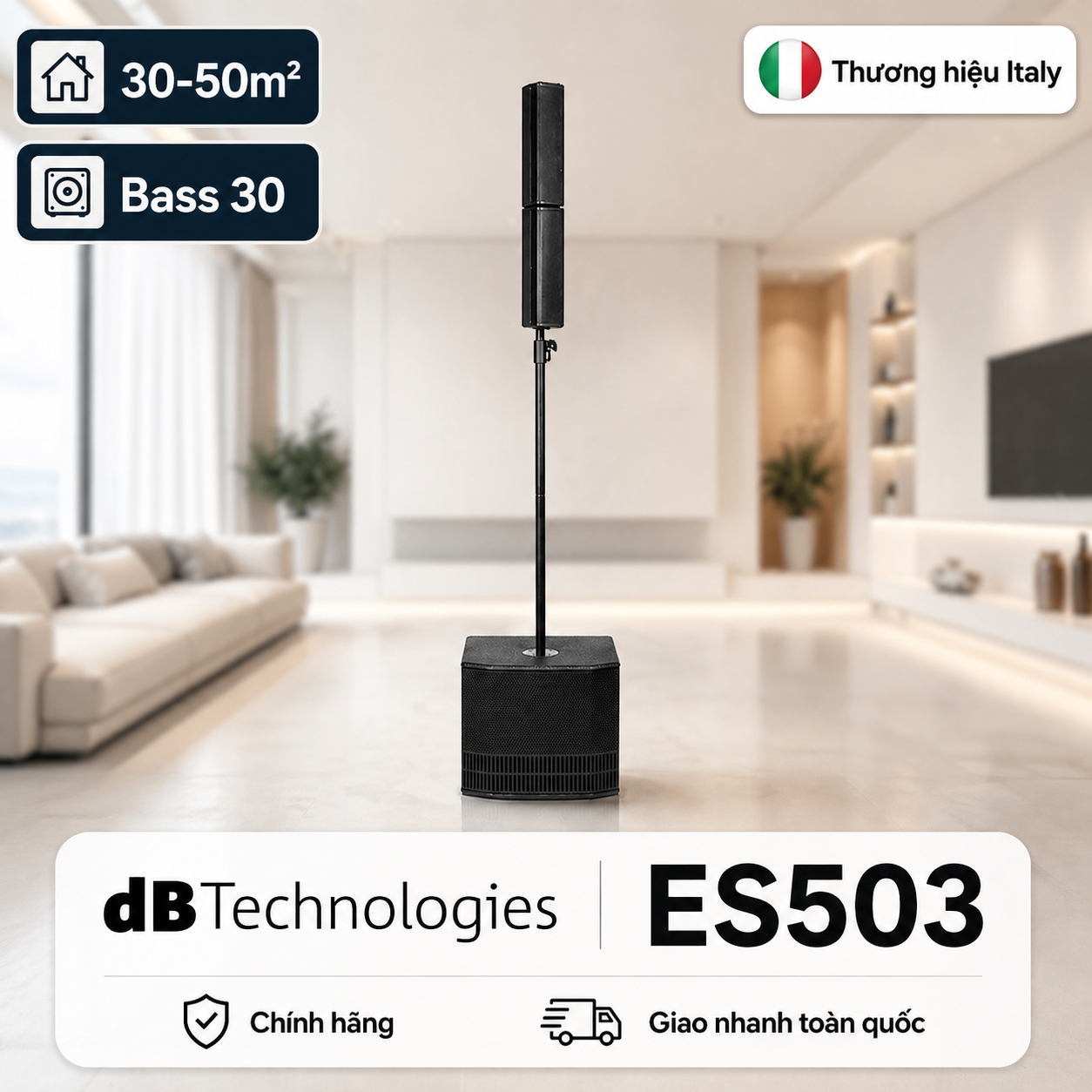Hệ thống Loa cột dBTechnologies ES503 (1000W, 121dB, Mixer 3 kênh, Bluetooth)