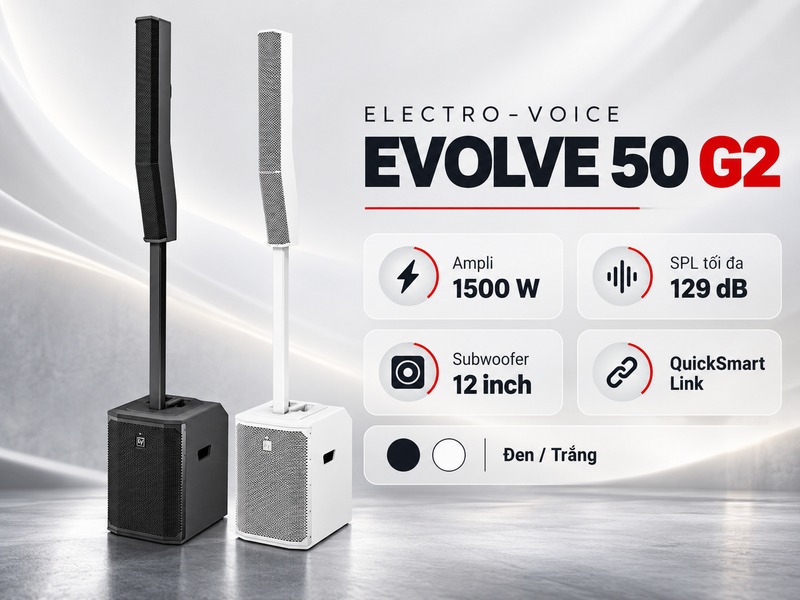 Tổng quan loa Electro Voice Evolve 50 G2 hai màu Đen và Trắng
