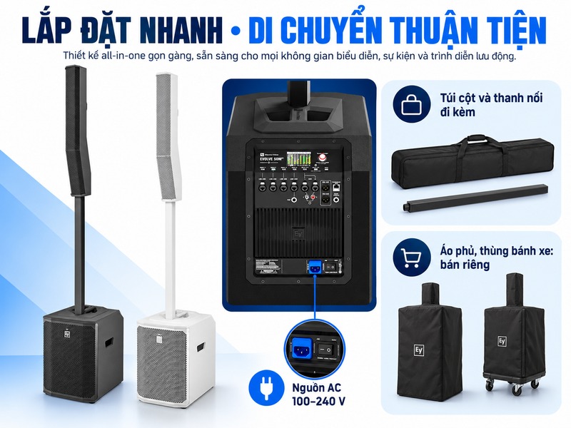 Lắp đặt, nguồn AC và phụ kiện EVOLVE 50M G2