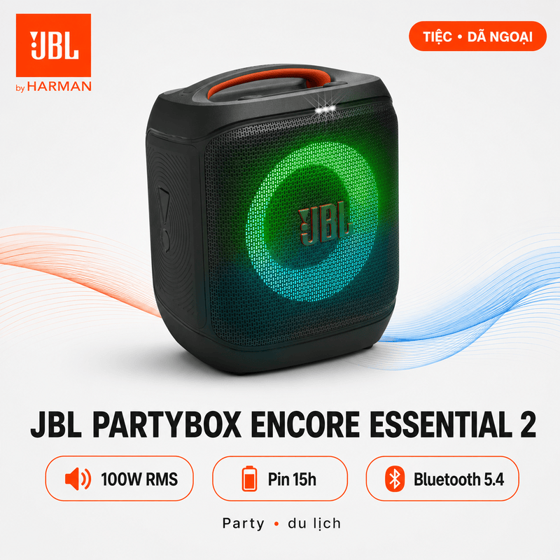 Loa JBL PartyBox Encore Essential 2 ( Pin 15h, 100W RMS, Bluetooth 5.4)
