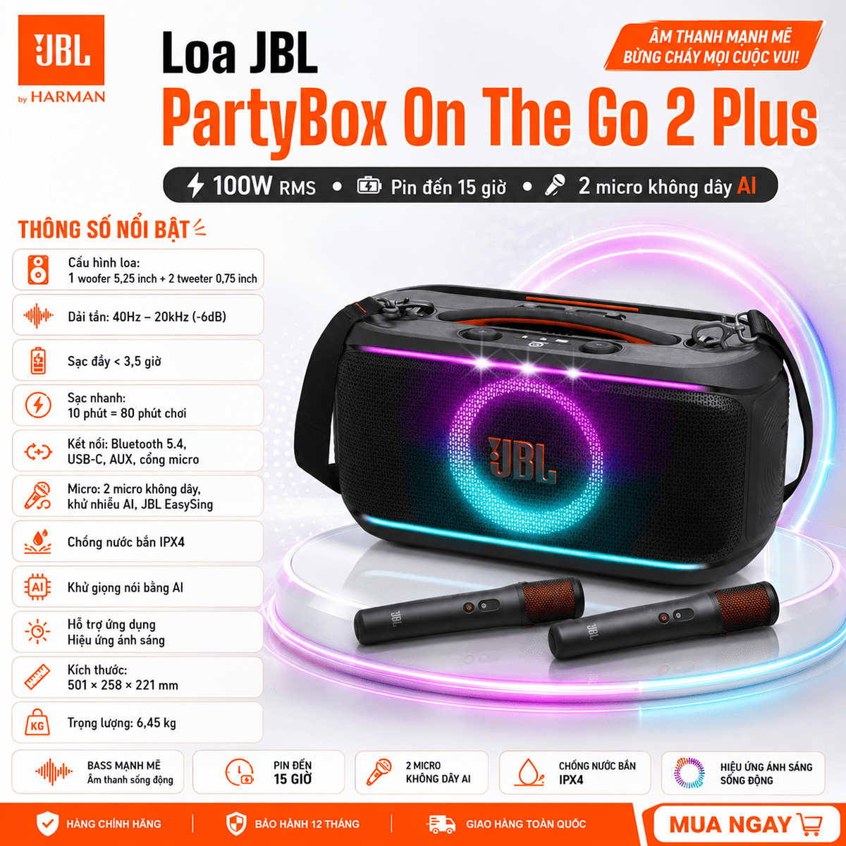 Loa JBL PartyBox On The Go 2 Plus lộ diện với nhiều nâng cấp mới