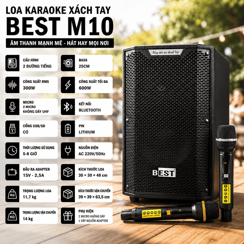 Loa karaoke x&aacute;ch tay Best M10