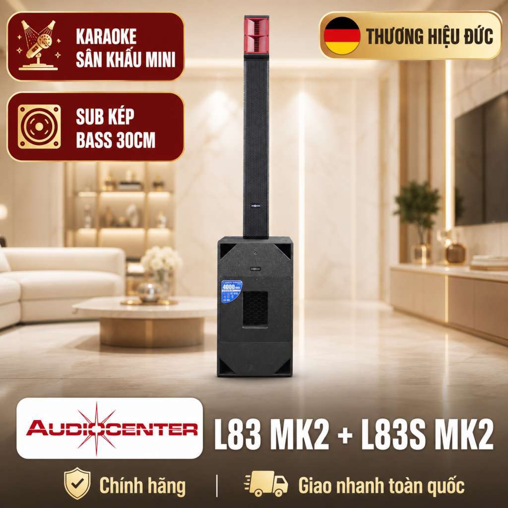 Trùm Loa cột Audiocenter L83 MK2 + L83S MK2 (4000W, Class D, Bluetooth)