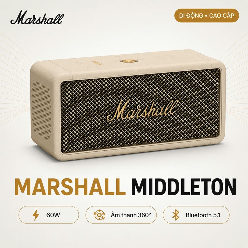 Loa Marshall Middleton (60W, Âm thanh 360 độ, Bluetooth 5.1)