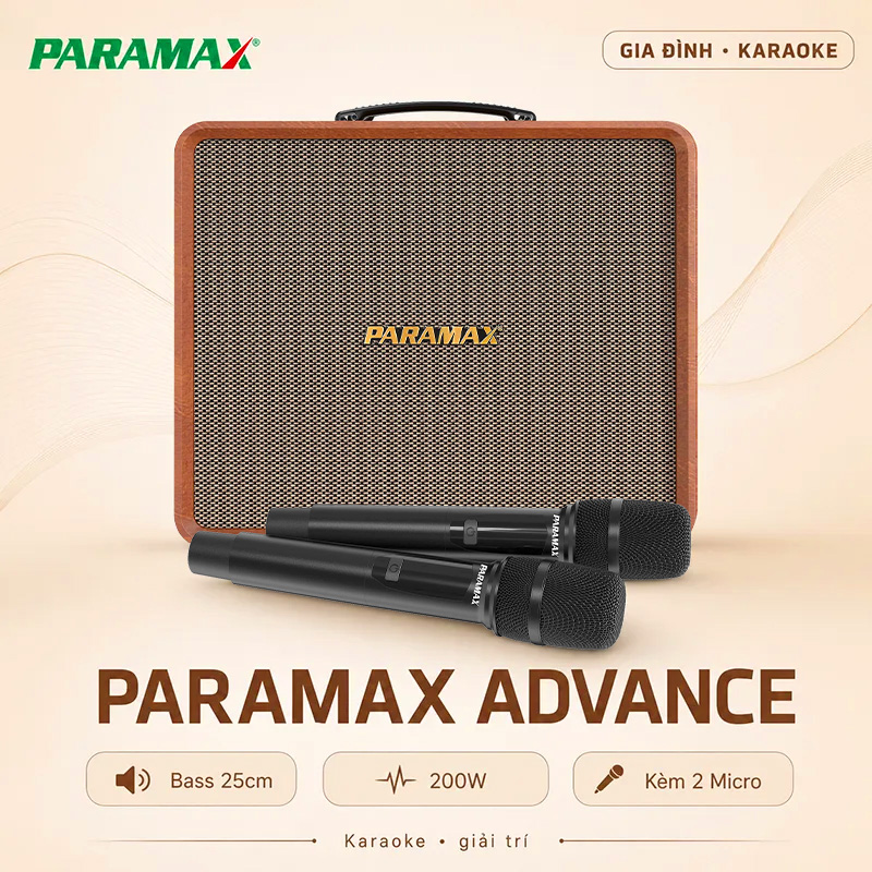 Loa Paramax Advance (Bass 25cm, 200W, Kèm 2 Micro)