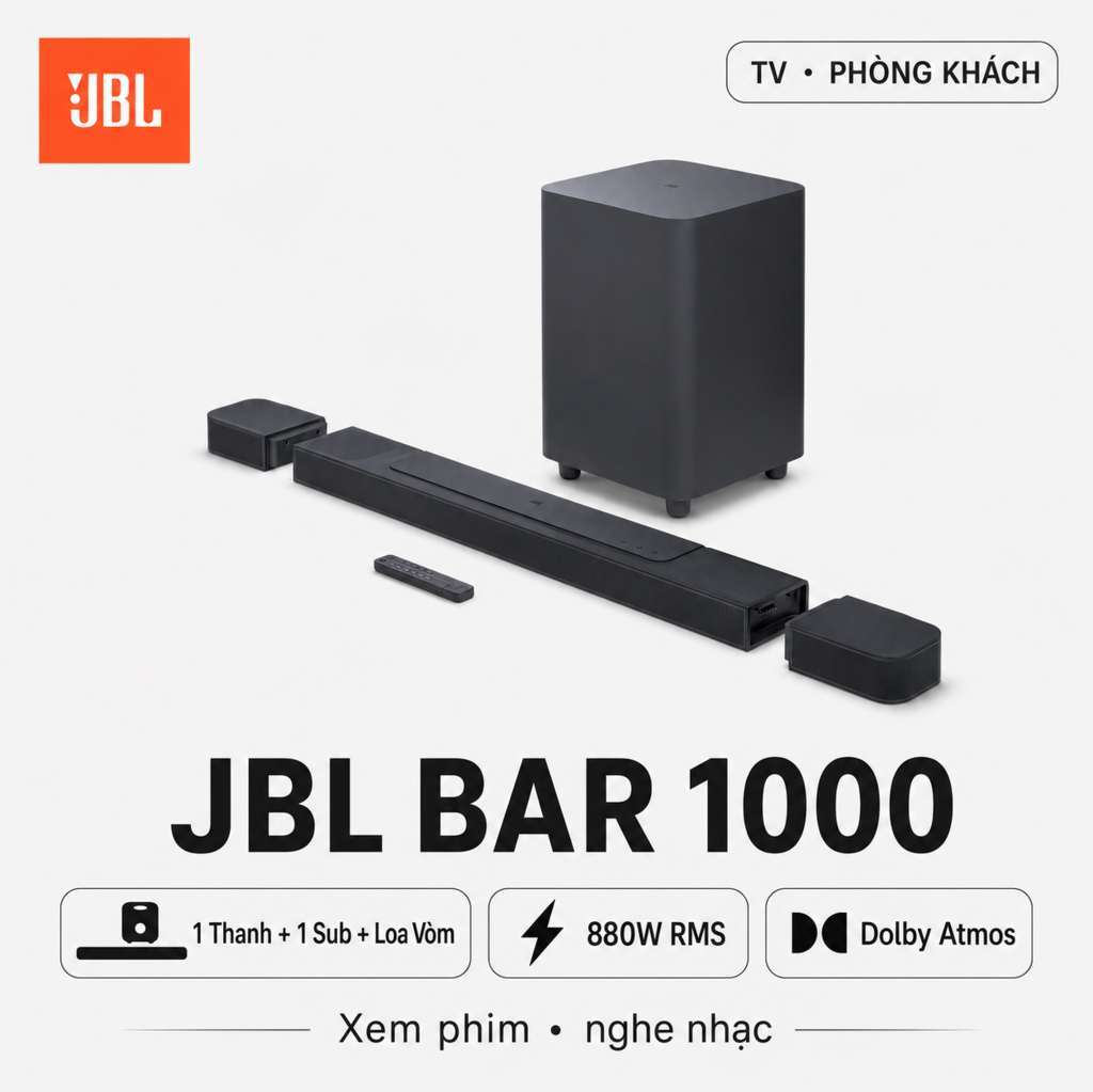 Loa soundbar JBL Bar 1000 mặt trước