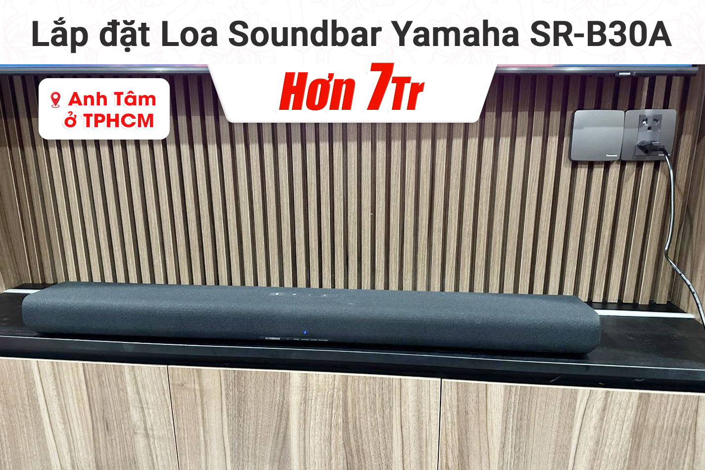 Lắp đặt Loa Soundbar Yamaha SR-B30A cho anh Tâm tại TP.HCM, đây là mẫu loa soundbar mới nhất của Yamaha. Với hỗ trợ định dạng trường âm thanh 3D Dolby Atmos®, thiết bị này mang đến trải nghiệm thưởng thức nhiều nội dung khác nhau, âm thanh đắm chìm.