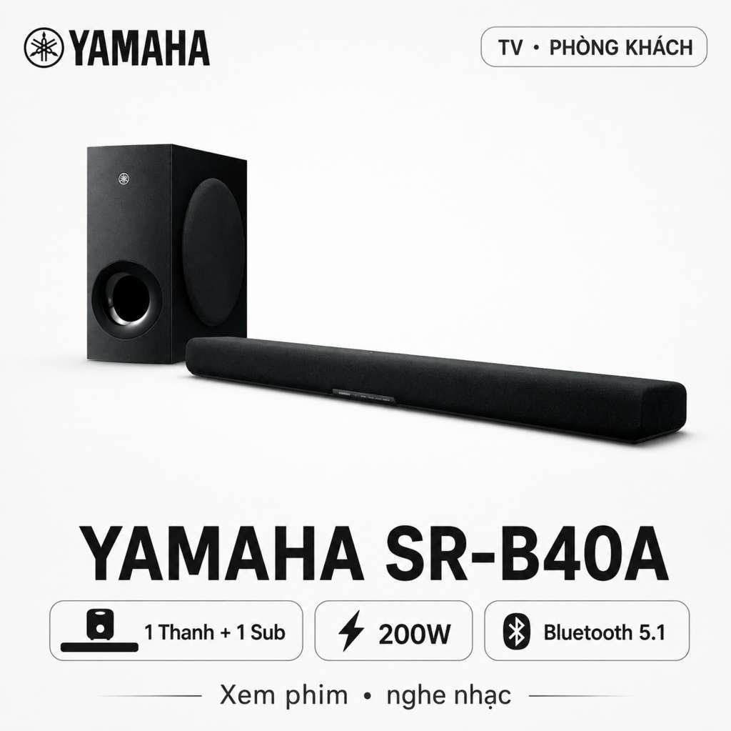 Loa Soundbar Yamaha SR-B40A (200W, Bluetooth 5.1)